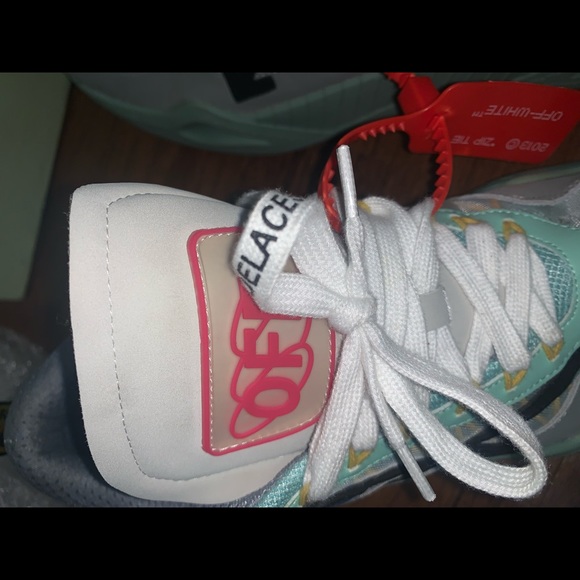 Off-White Mint and Gray Sneakers